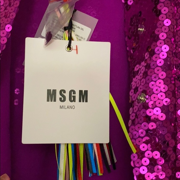 NWT MSGM pink sequins button down shirt size: 46 - Picture 7 of 13